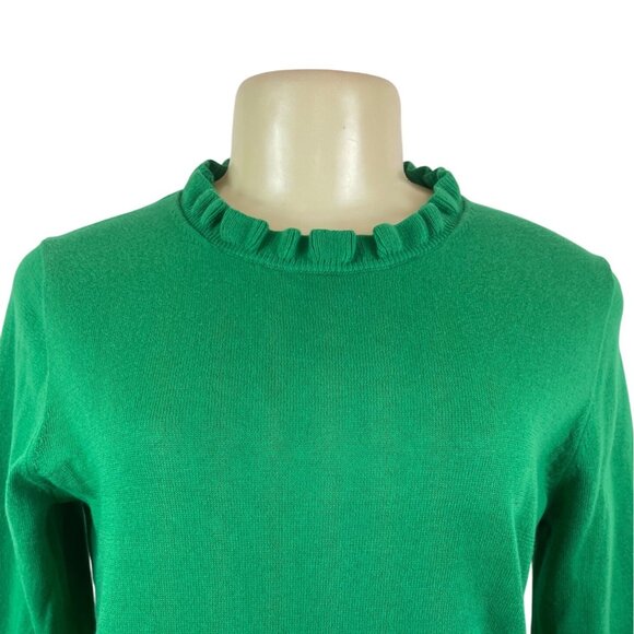 J. Crew Womens Green Ruffled Neck Long Sleeves Sweater Size S - New - Picture 4 of 8
